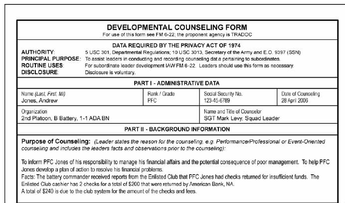 DA Form 4856 2 Counselor’s Plan of Action